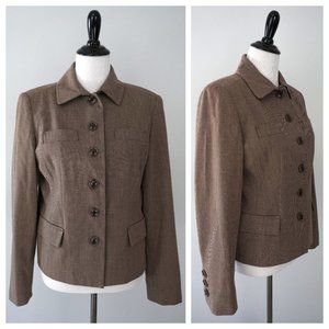 RAFAELLA Brown Button Front Career Formal Blazer Coat Jacket